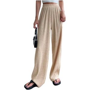 Shein Dazy Cream Straight Leg Pants witb Pockets Size Small